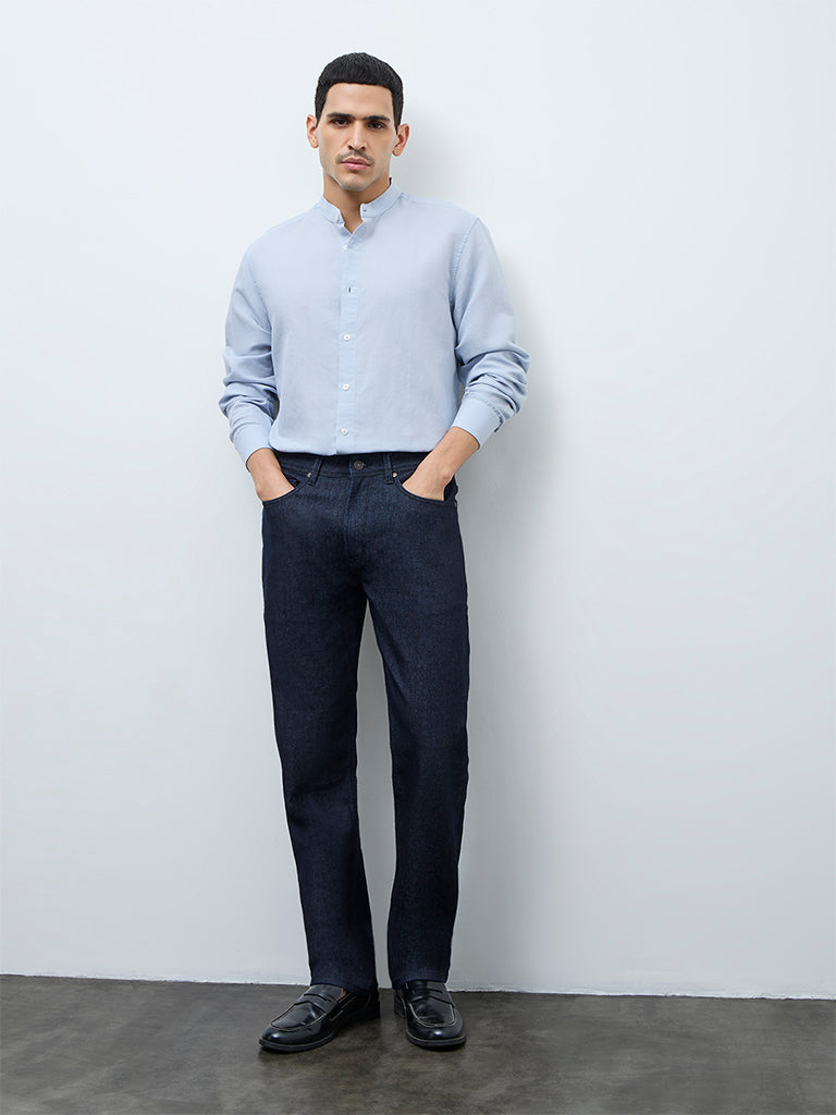 Ascot Light Blue Solid Relaxed-Fit Shirt