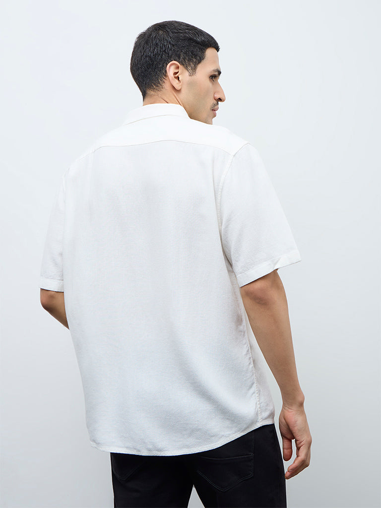 Ascot White Stripe Printed Relaxed-Fit Shirt