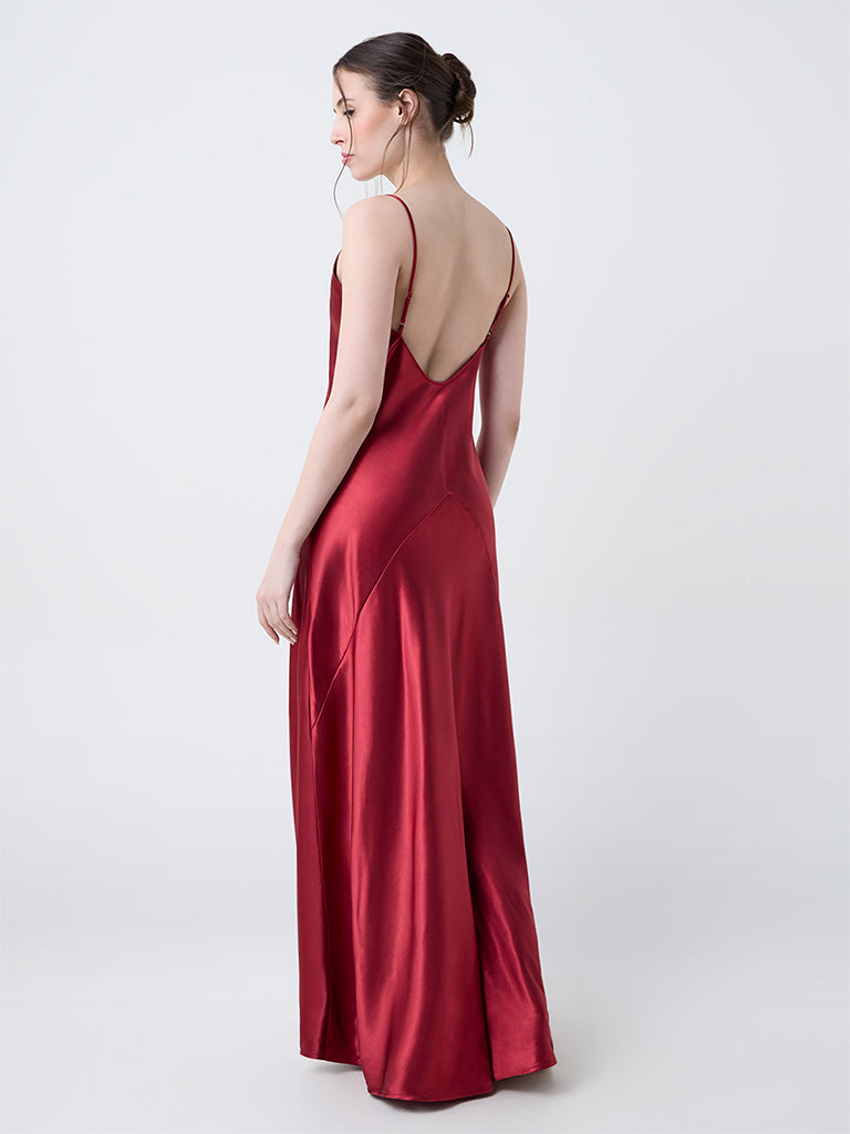 Wunderlove Red Satin Slip Dress