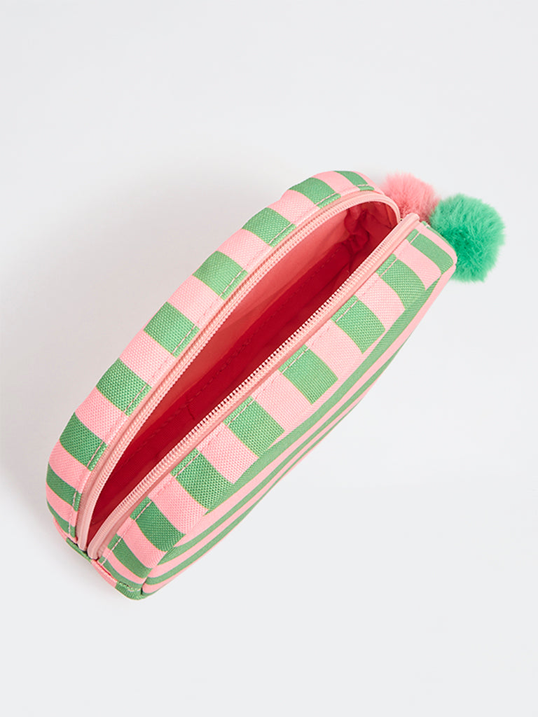 Studiowest Green Striped Pom-Pom Detailed Pouch