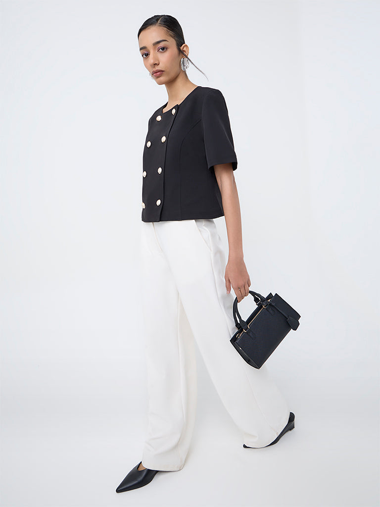 Wardrobe Black Button-Detailed Top