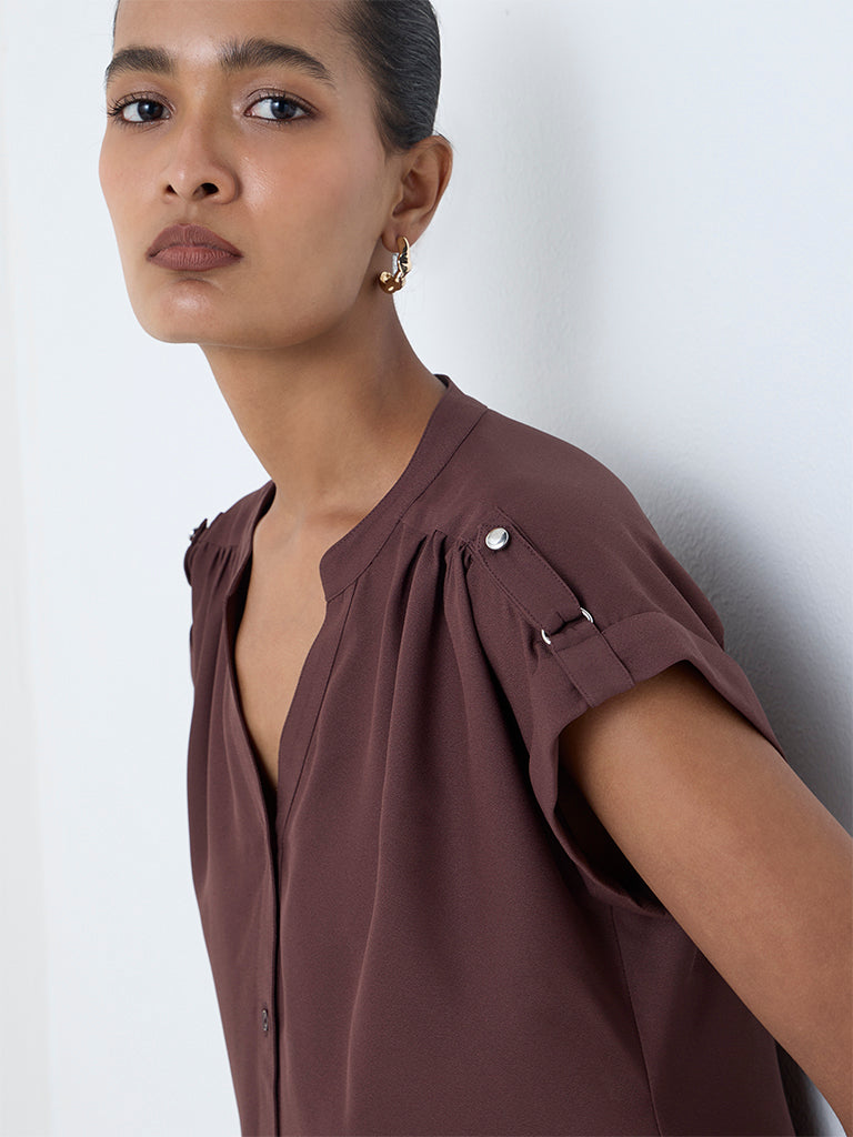 Wardrobe Dark Brown Solid Blouse