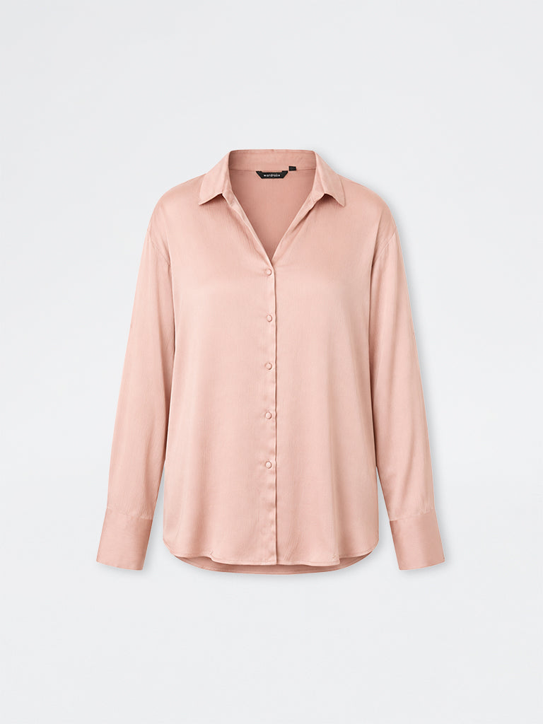 Wardrobe Dusty Pink Satin Shirt