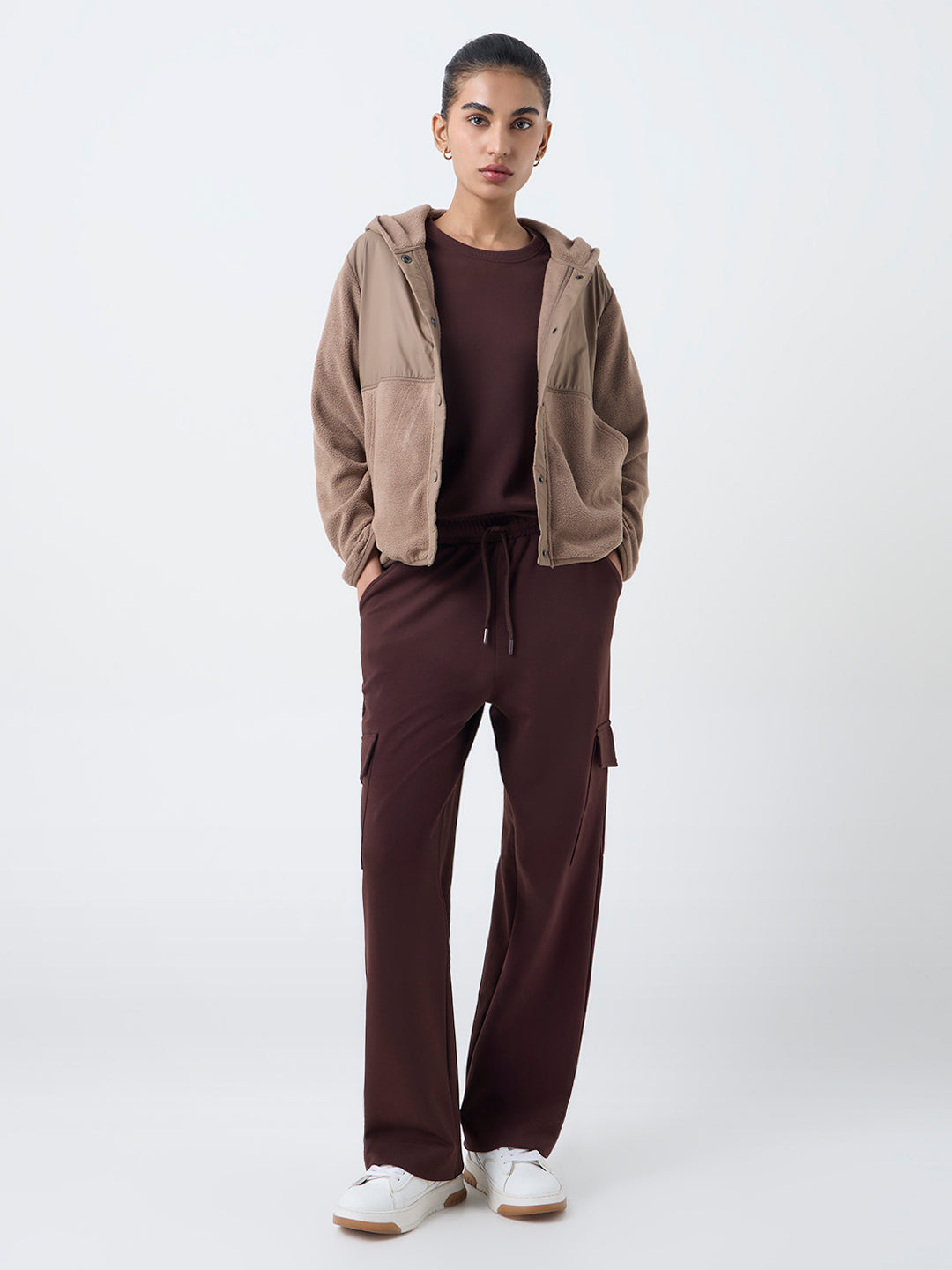 Studiofit Dark Brown High-Rise Cargo Track Pants