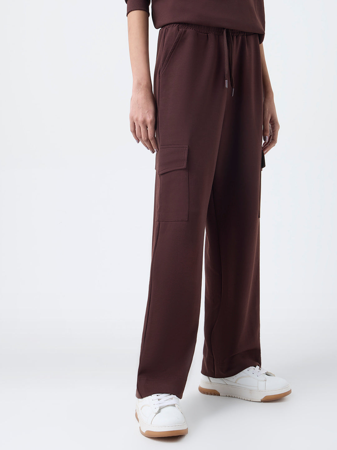 Studiofit Dark Brown High-Rise Cargo Track Pants