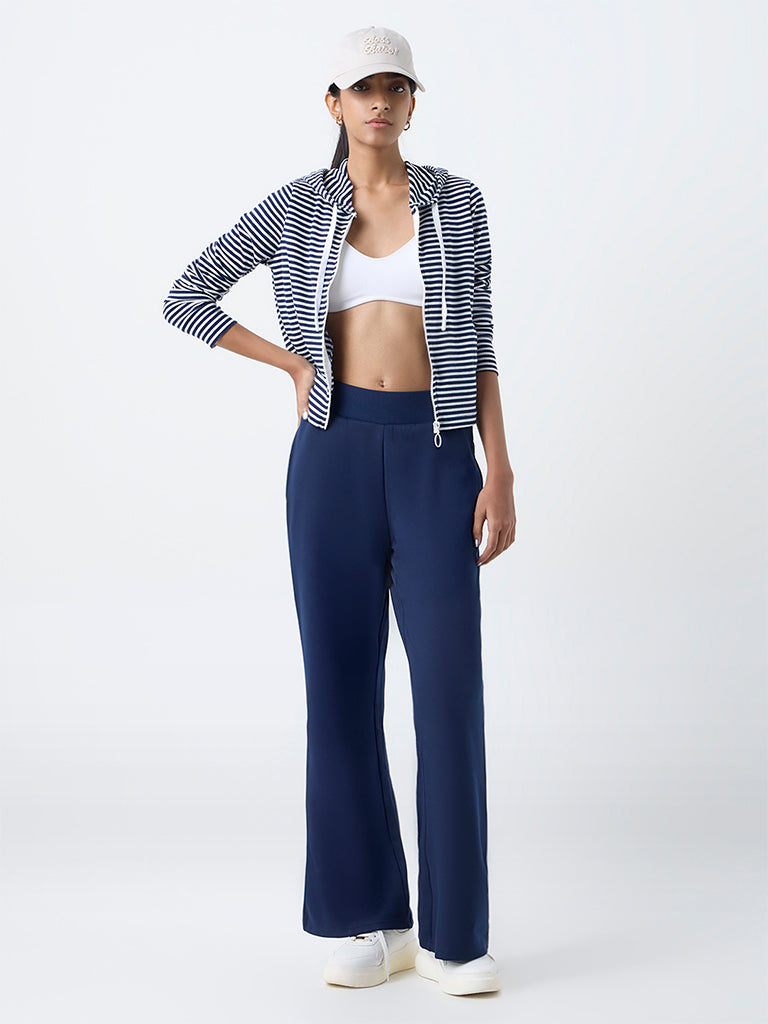 Studiofit Navy Striped Hooded Jacket