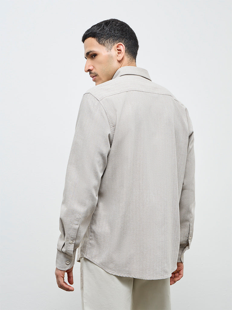 Ascot Taupe Relaxed-Fit Cotton-Blend Shirt