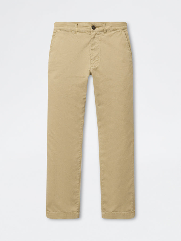 Ascot Khaki Relaxed-Fit Mid-Rise Cotton-Blend Trousers