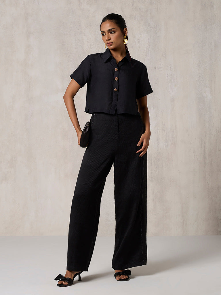 Samoh Black Cropped Shirt