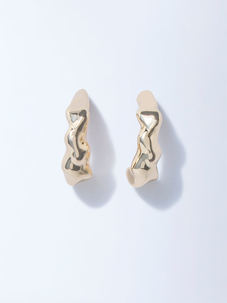 Westside Accessories Gold Wavy Hoop Earrings