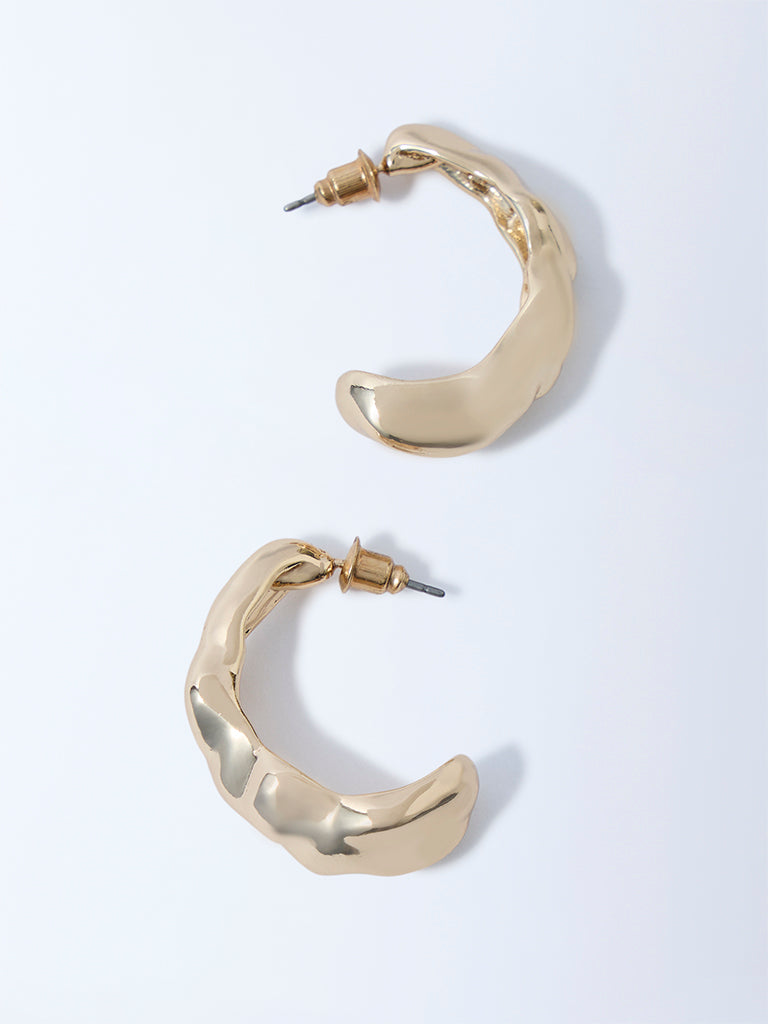 Westside Accessories Gold Wavy Hoop Earrings