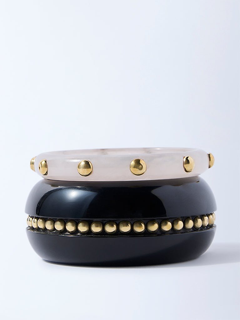 Westside Accessories Black Resin and Metal Stud Bangles - Pack of 2