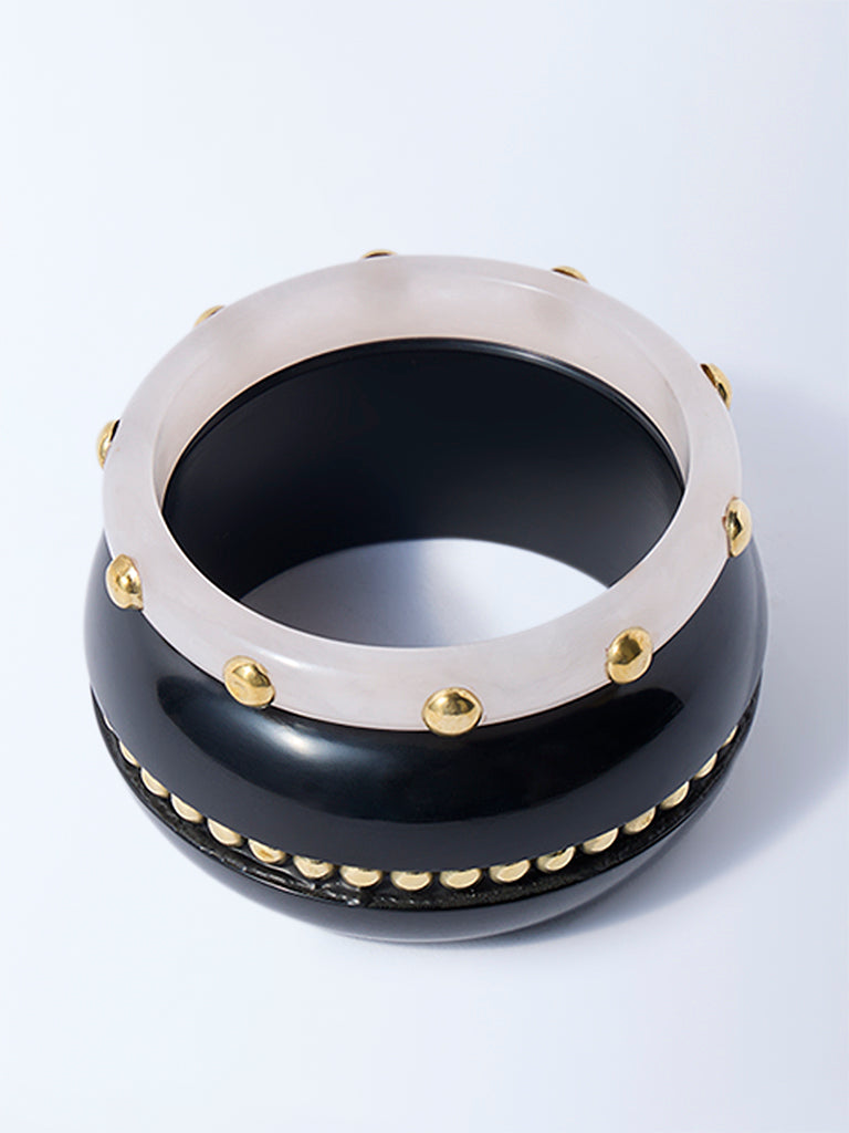 Westside Accessories Black Resin and Metal Stud Bangles - Pack of 2