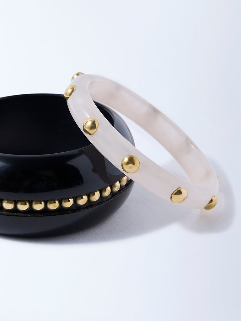 Westside Accessories Black Resin and Metal Stud Bangles - Pack of 2