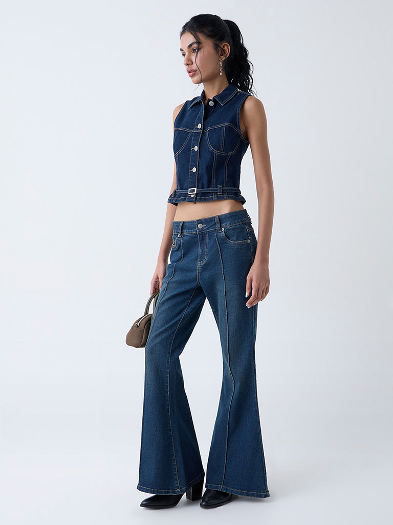 Nuon Dark Blue Denim Jacket with Belt