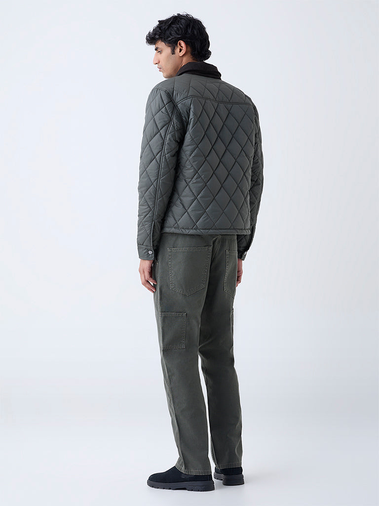 WES Casuals Olive Relaxed-Fit Mid-Rise Jeans