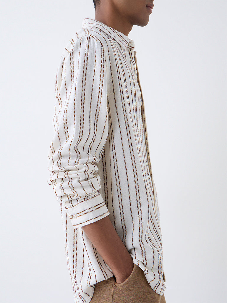 ETA Off-White Striped Relaxed-Fit Cotton Shirt