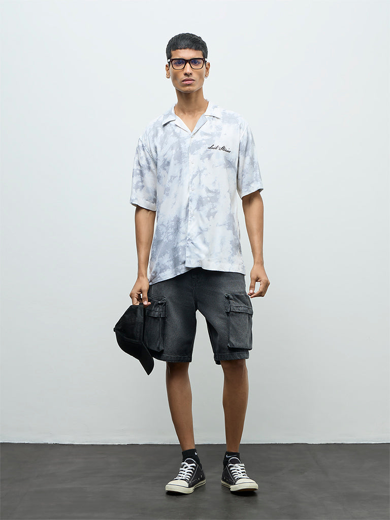 Nuon Grey Abstract Printed Relaxed-Fit Shirt