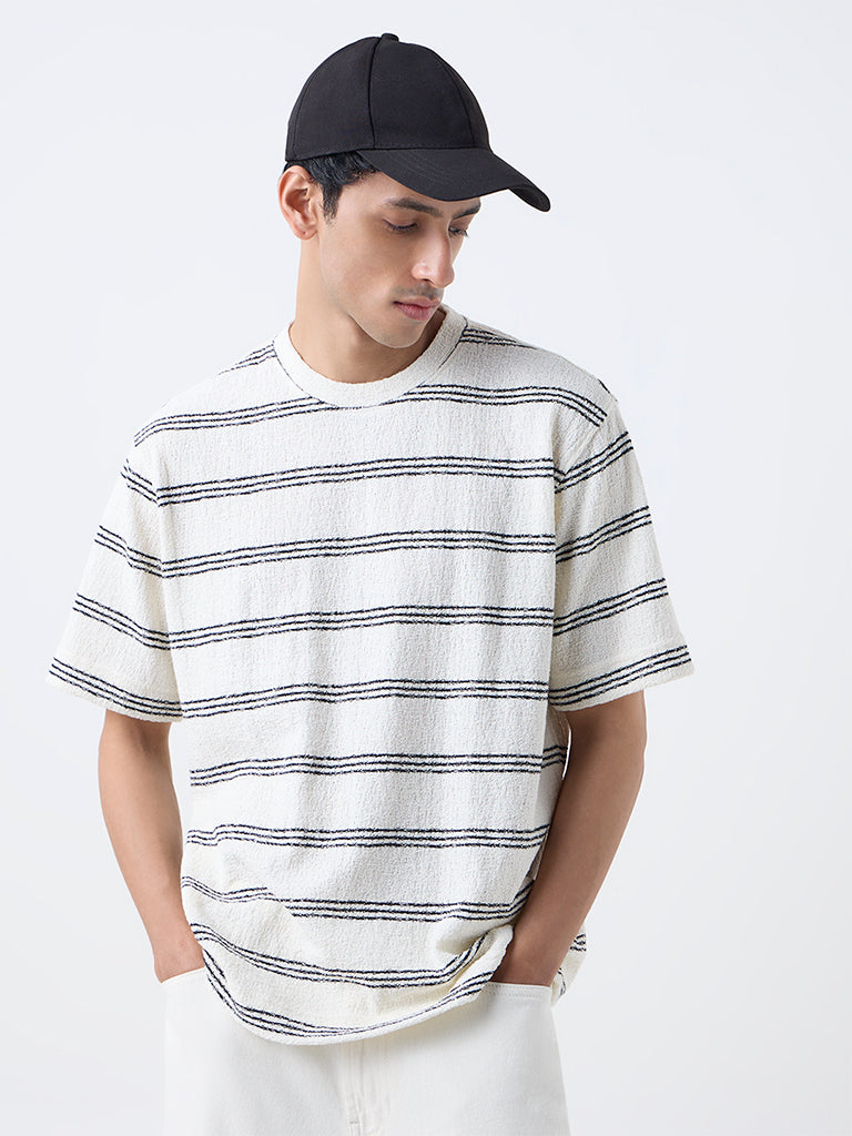 Nuon Off-White Striped Relaxed-Fit T-Shirt