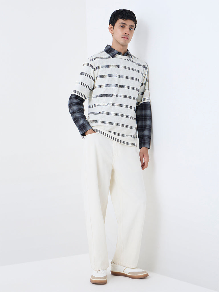 Nuon Off-White Striped Relaxed-Fit T-Shirt
