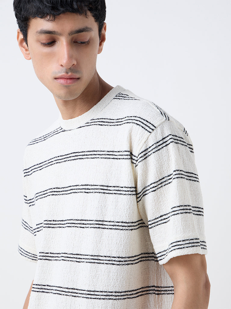 Nuon Off-White Striped Relaxed-Fit T-Shirt