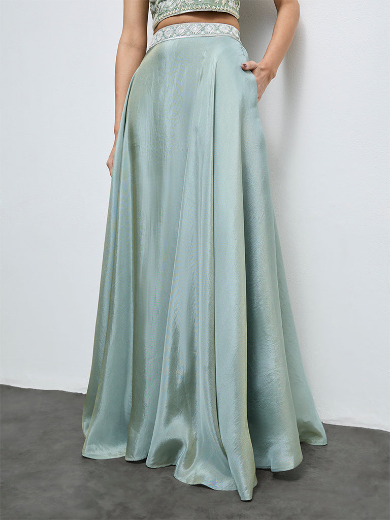 Vark Mint Embellished Skirt