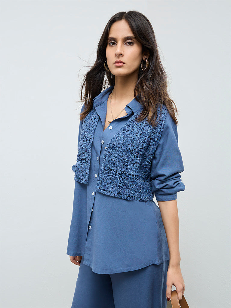 Zuba Blue Crochet Top