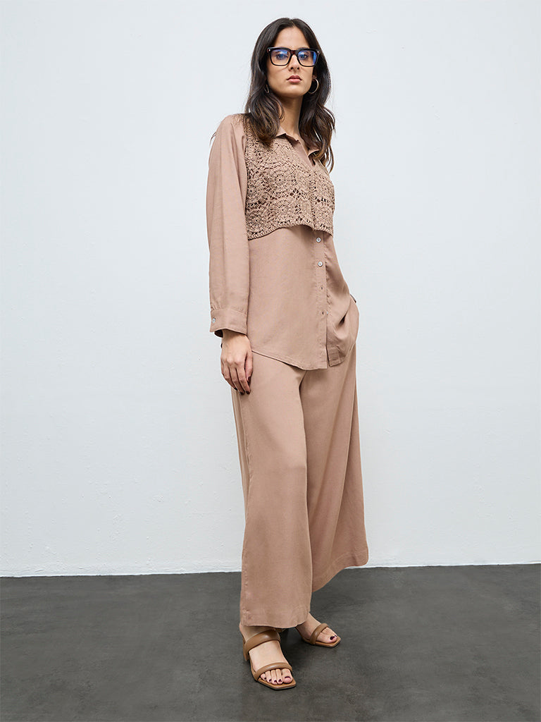 Zuba Brown Crochet Top
