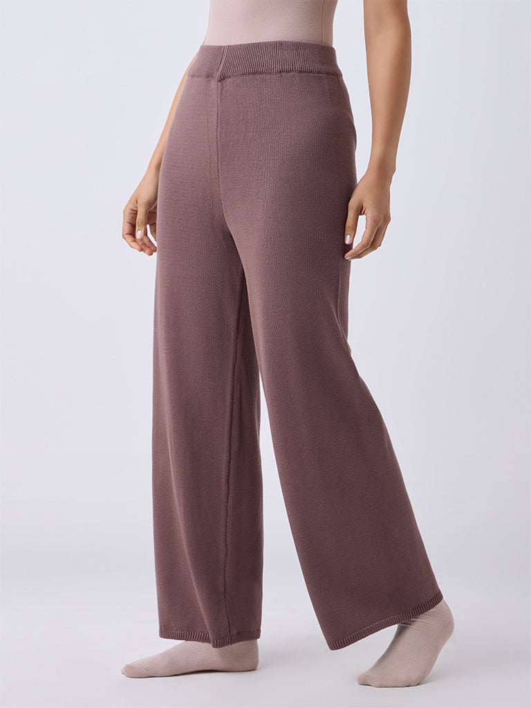 Wunderlove Brown Solid High-Rise Cotton Pants