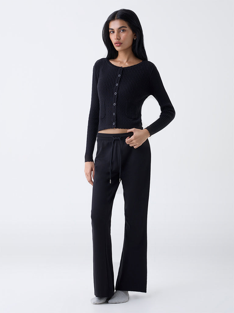 Superstar Black Knit-Textured Cotton Cardigan