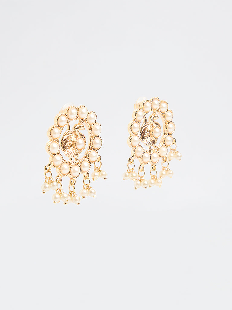 Westside Accessories Gold Pearl Cluster Stud Earrings