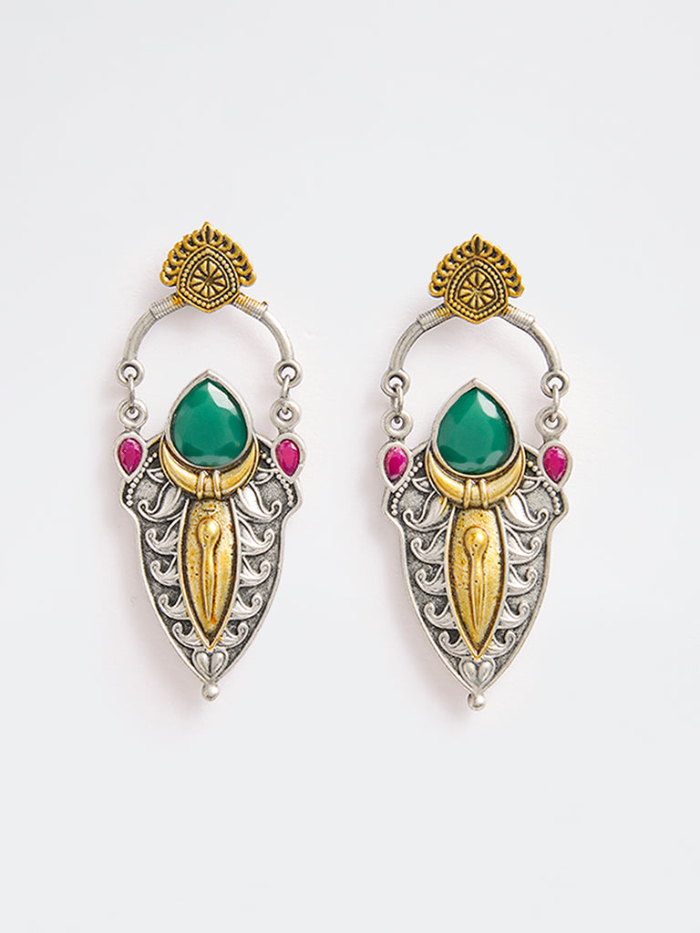 Westside Accessories Multicolour Oxidised Stone Jhumki Earrings