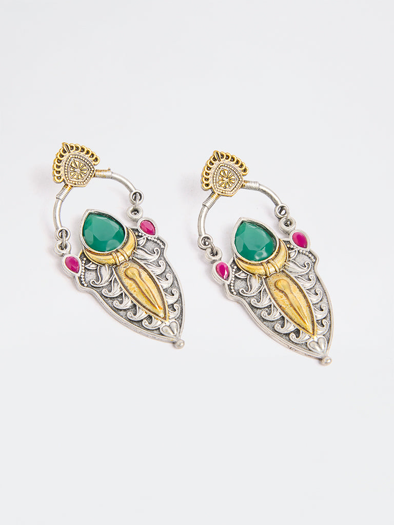 Westside Accessories Multicolour Oxidised Stone Jhumki Earrings