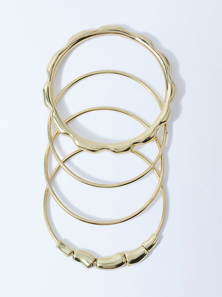 Westside Accessories Gold Chunky Bangles - Pack of 3