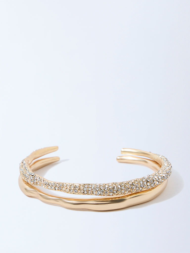 Westside Accessories Gold Studded Open Cuff Bracelets - Pack of 2