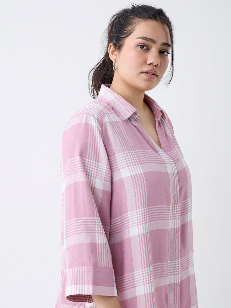 Gia Pink Checks Pattern Shirt