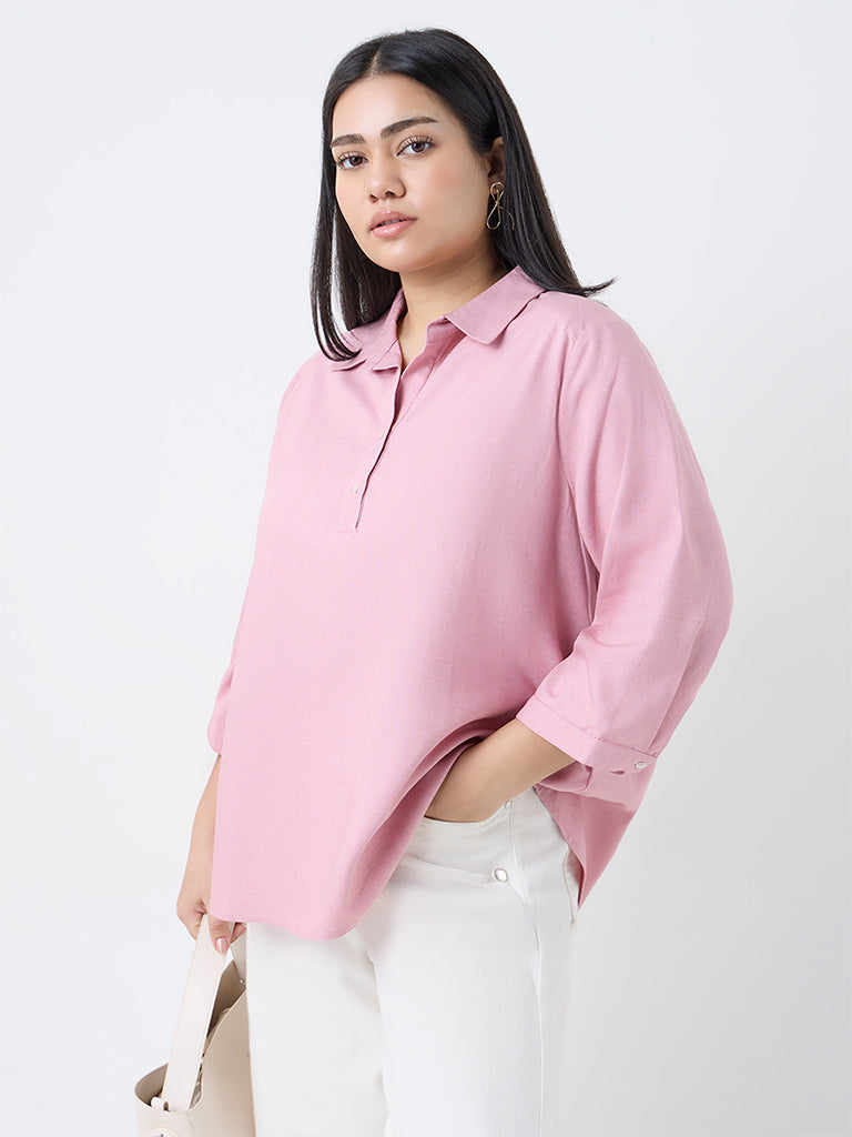 Gia Pink Solid Blouse