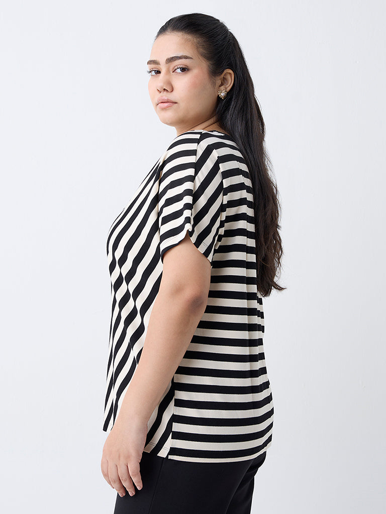 Gia Black Striped T-Shirt
