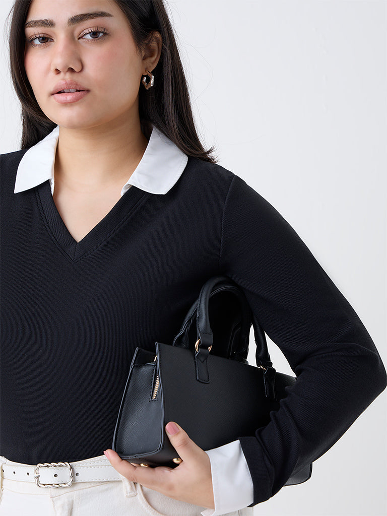 Gia Black Collared T-Shirt