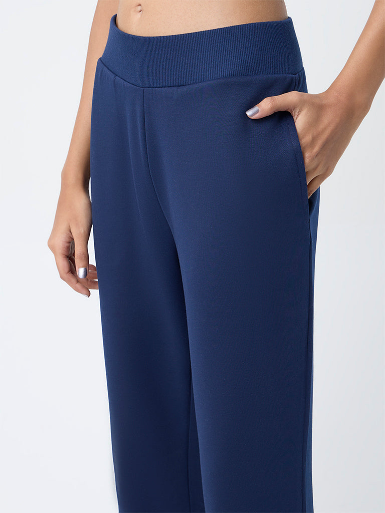 Studiofit Navy Solid High-Rise Pants