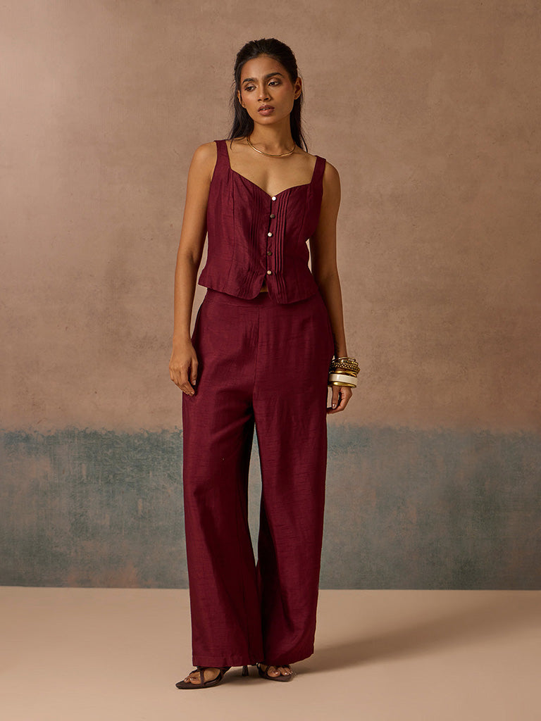 Samoh Pintuck Maroon Top