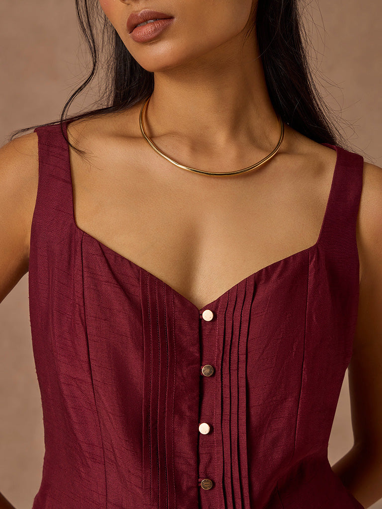 Samoh Pintuck Maroon Top