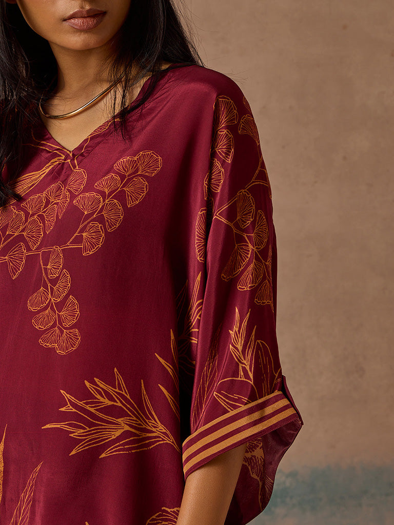 Samoh Printed Maroon Top