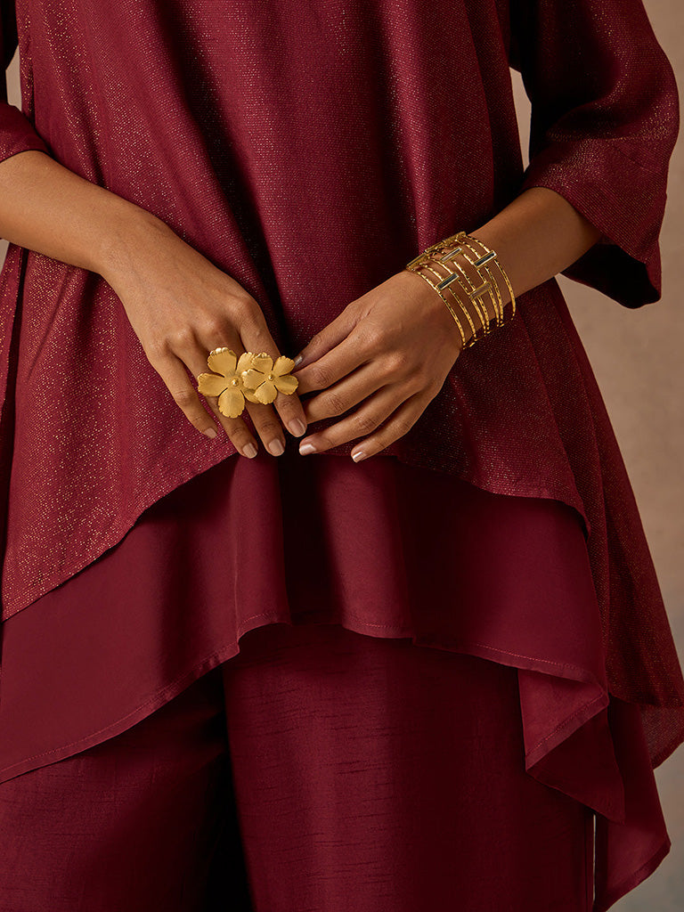 Samoh Shimmer Detailed Maroon Kurta