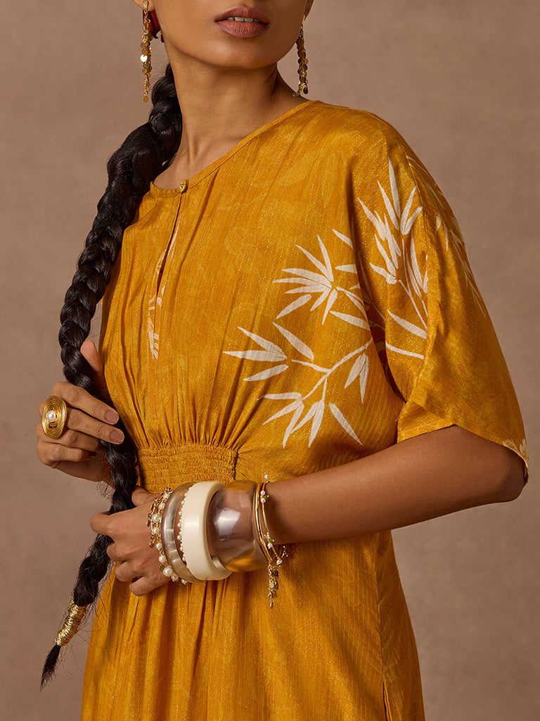 Botanical Design Mustard Kaftan