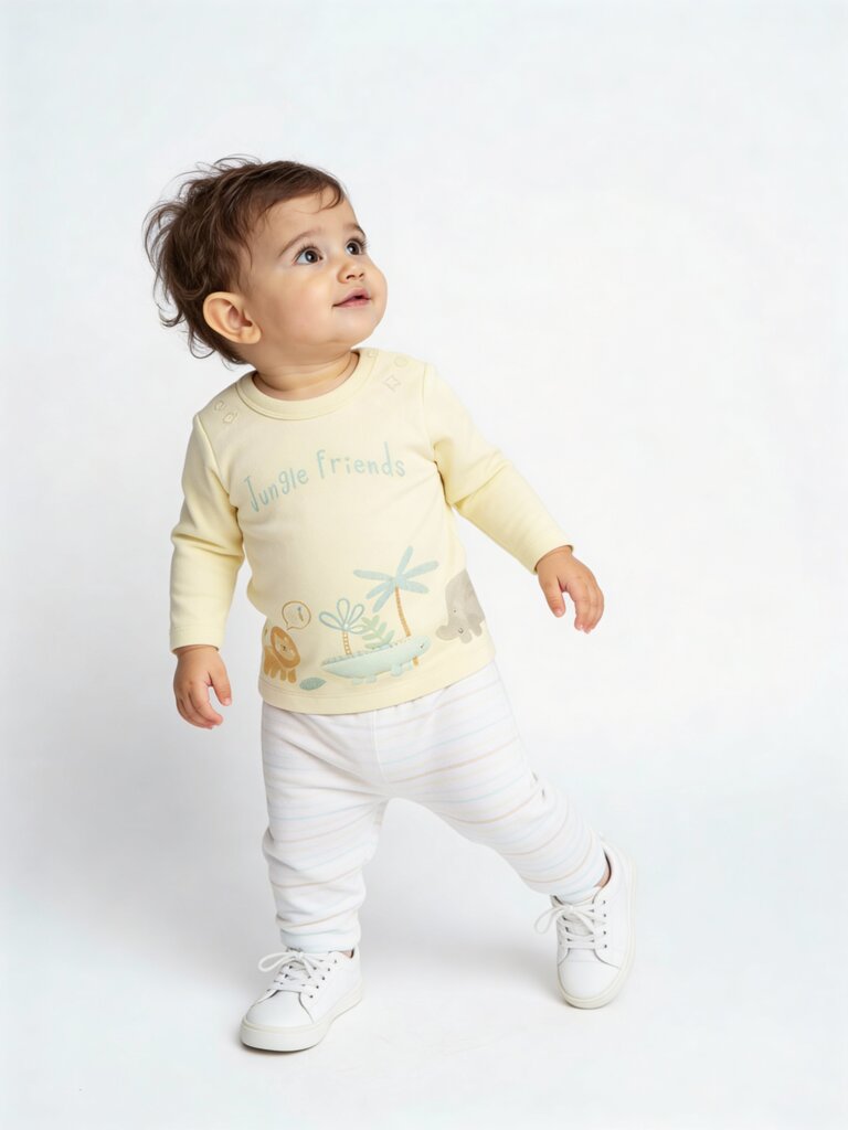 HOP Baby Boys Multicolour Printed Cotton T-Shirt and Pants Set