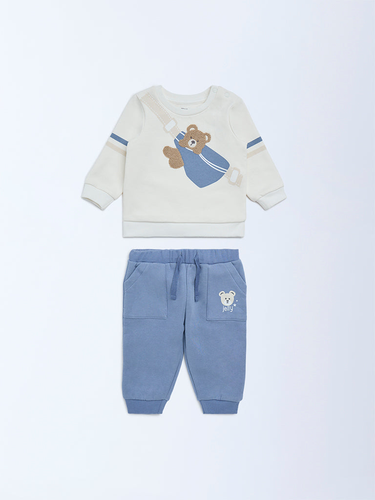 HOP Baby Boys Multicolour Cotton Sweatshirt and Joggers Set