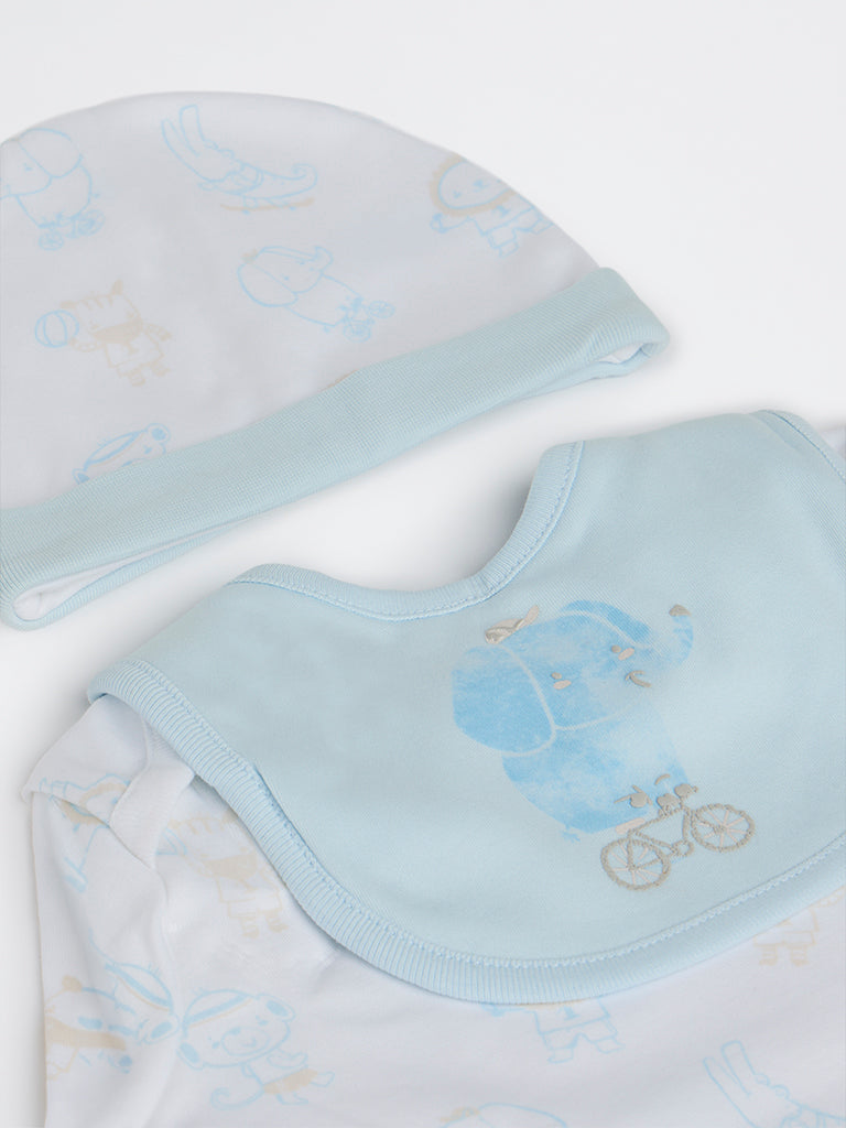 HOP Baby Boys Blue Cotton Gift Set (Pack of 8)