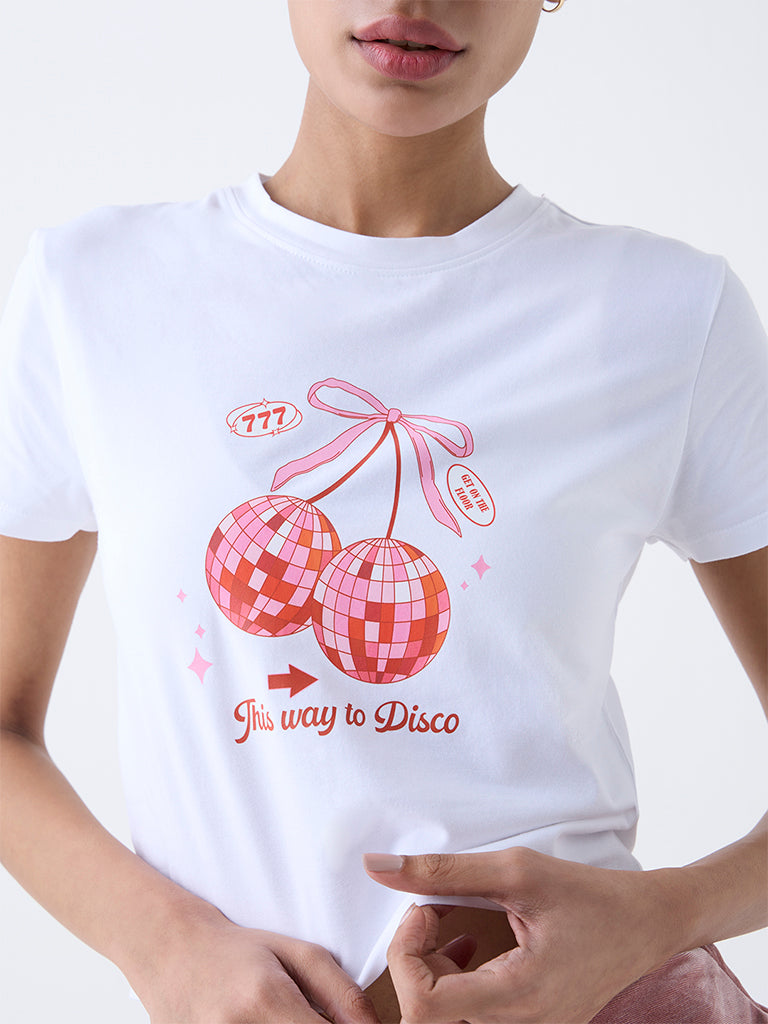 Superstar White Graphic Printed Cotton-Blend T-Shirt
