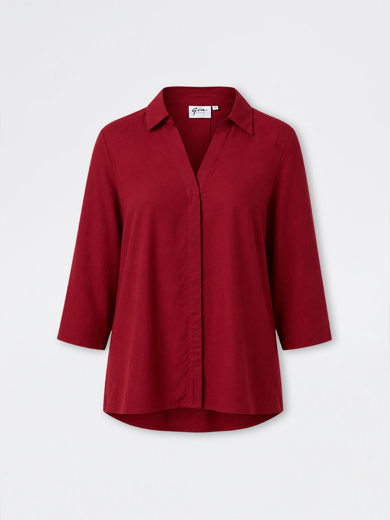Gia Red Solid Blouse